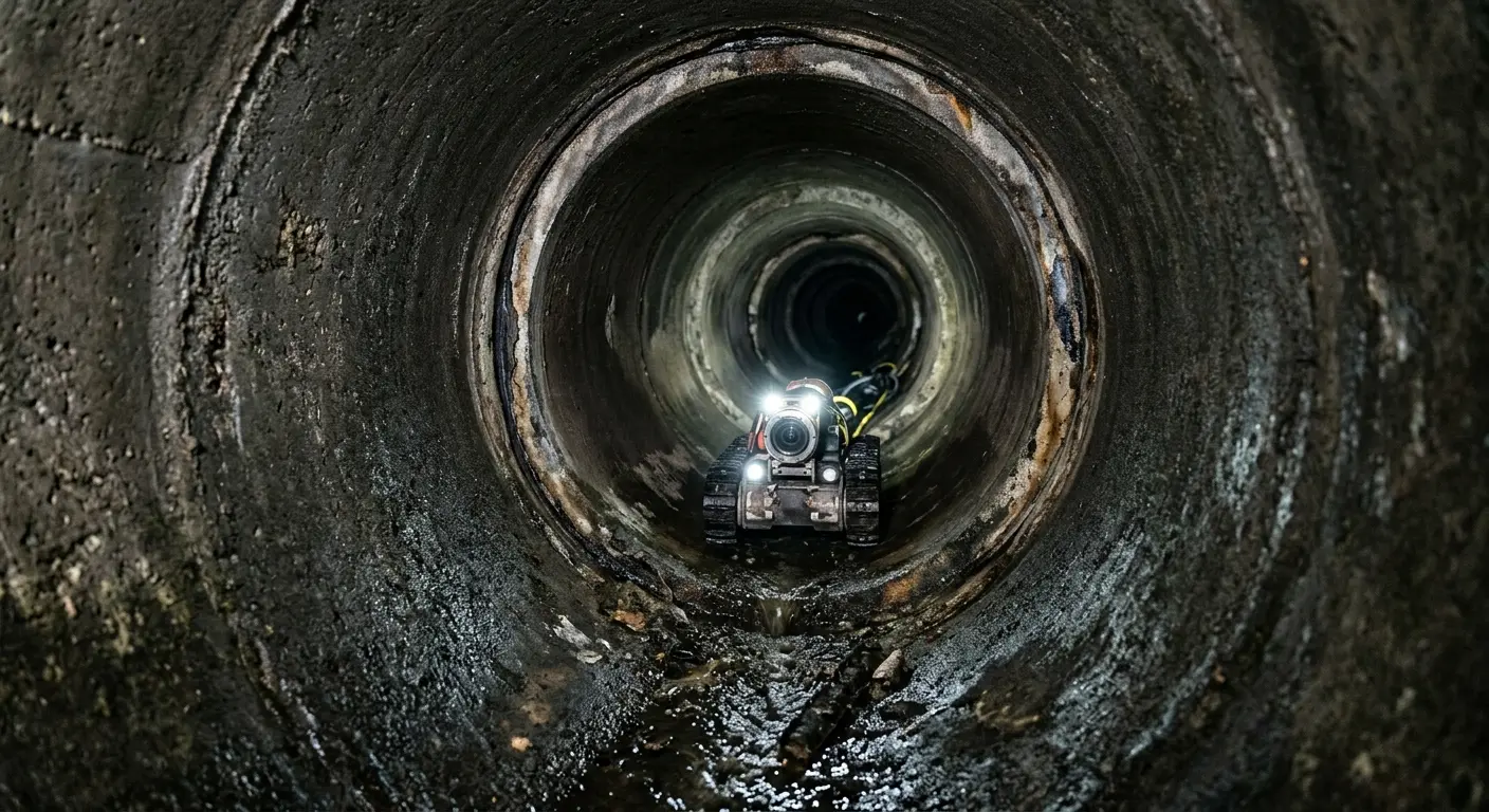 Robotic sewer camera inspecting pipe interior for Drain Snake Service in Atlas